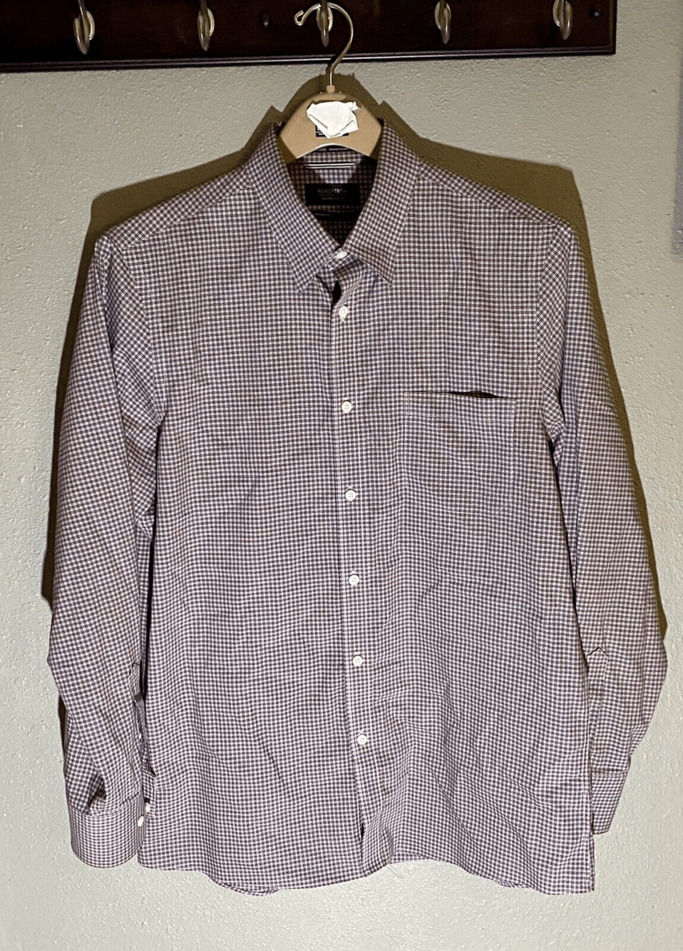 Nordstrom Mens Shop Long Sleeve Button Down Casual Shirt Red Blue White Size L